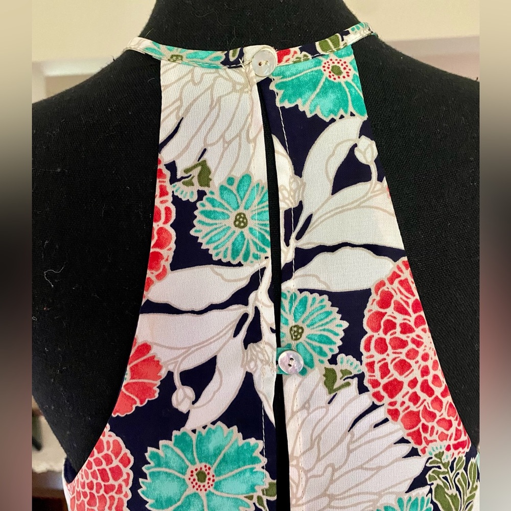 dee elle Floral Summer Halter Romper Turquoise Coral - Picture 11 of 14